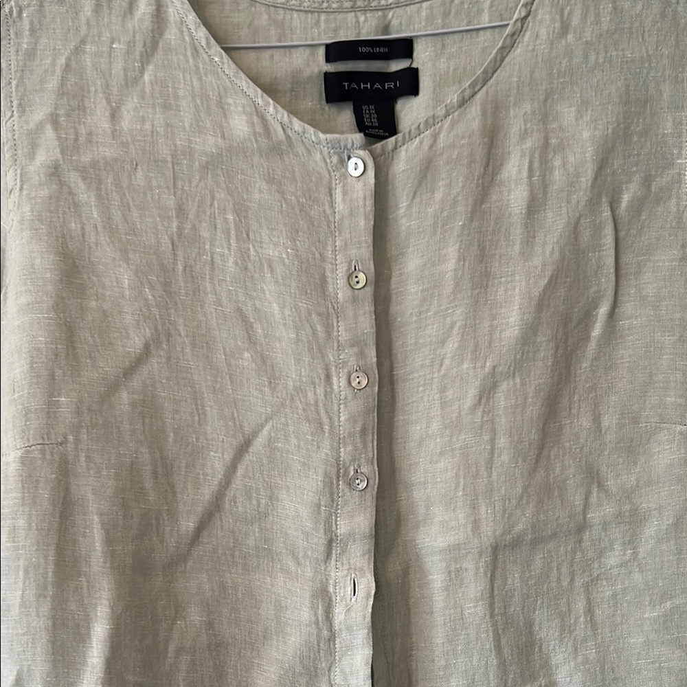 Tahari Light Green Button-Up Tunic - Picture 4 of 5